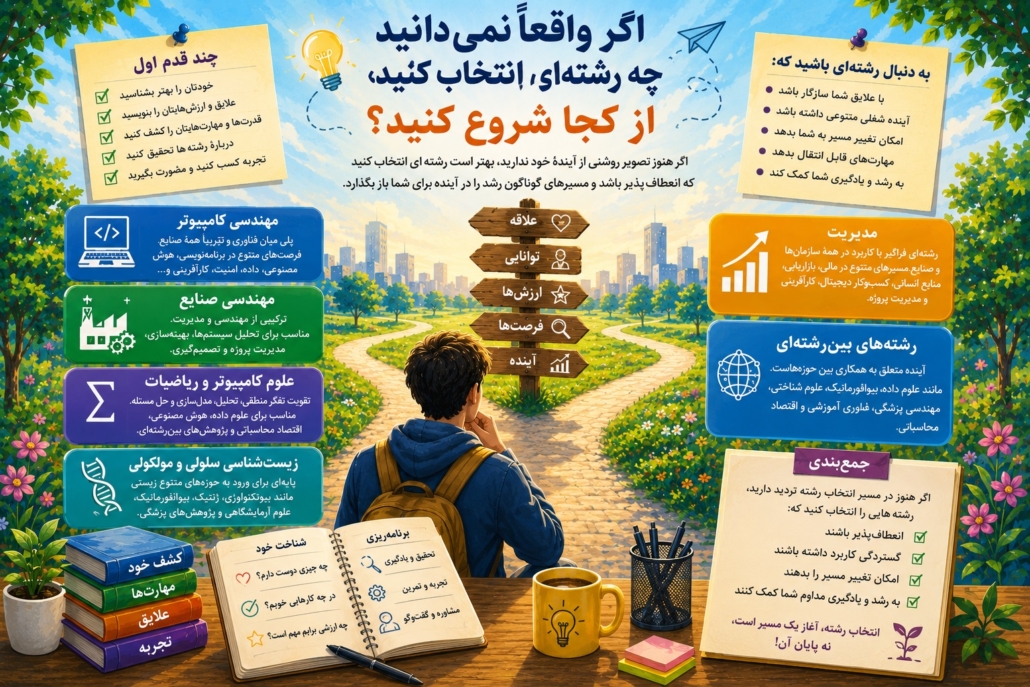 اگر واقعاً نمی‌دانید چه رشته‌ای انتخاب کنید، از کجا شروع کنید؟