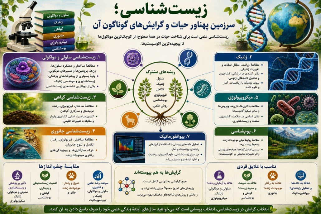 تفاوت گرایش هاس مختلف زیست شناسی